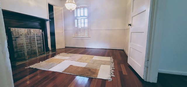 interior space with dark wood-type flooring