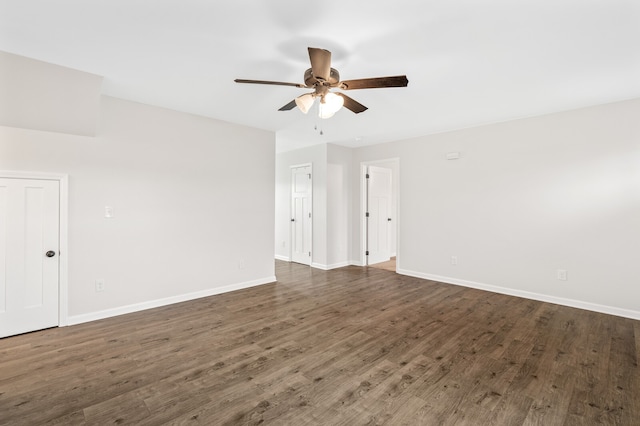 unfurnished room with hardwood / wood-style flooring and ceiling fan