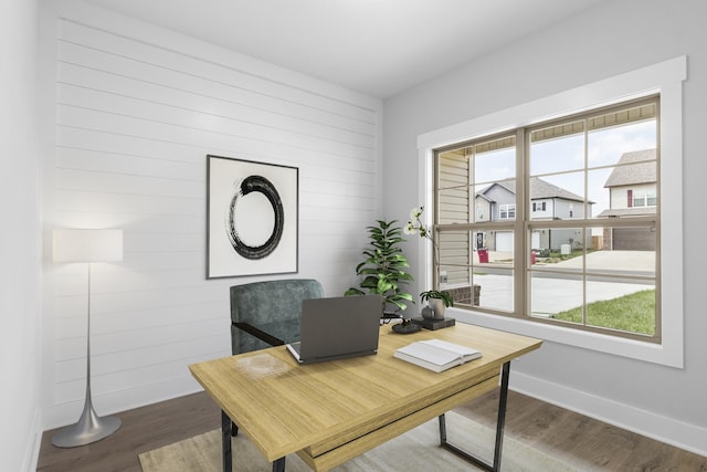 office featuring hardwood / wood-style floors