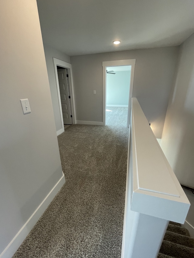 hallway with carpet flooring