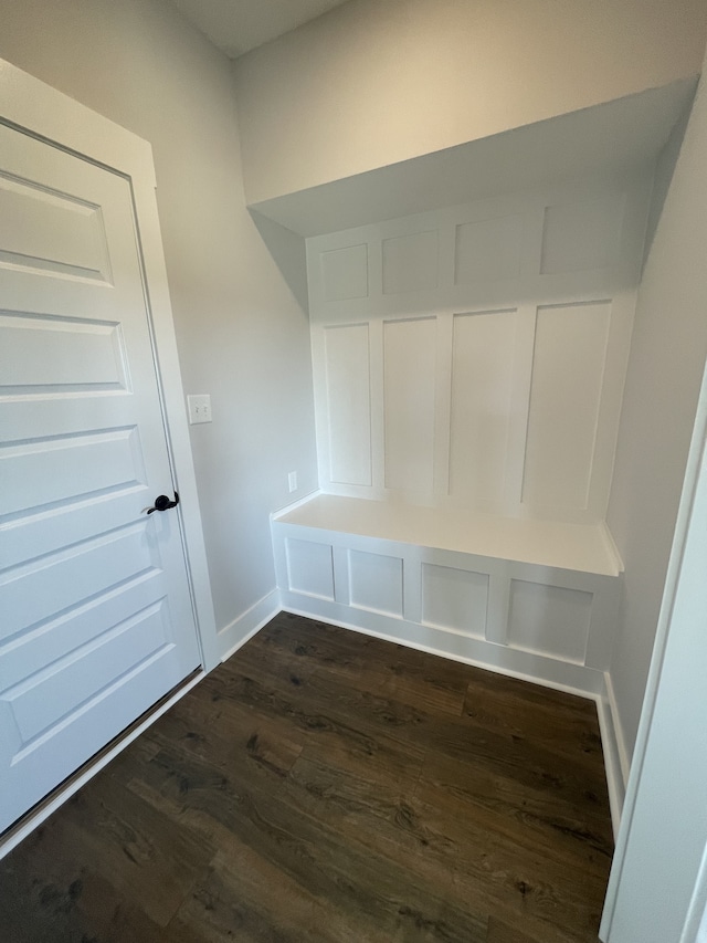 mudroom with dark hardwood / wood-style flooring