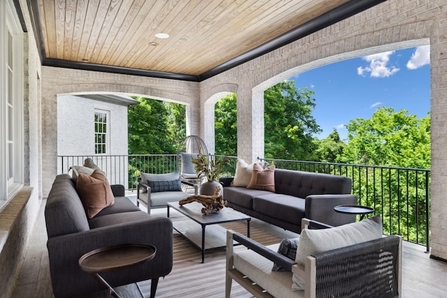 deck featuring an outdoor living space