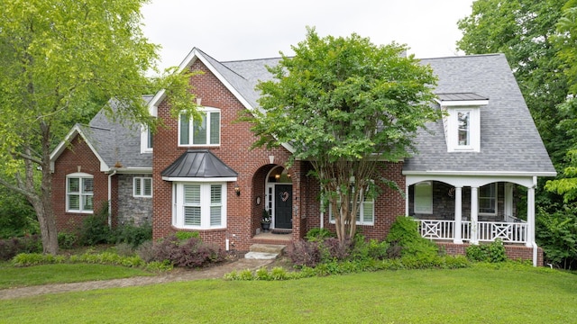 view of front of property with a front lawn