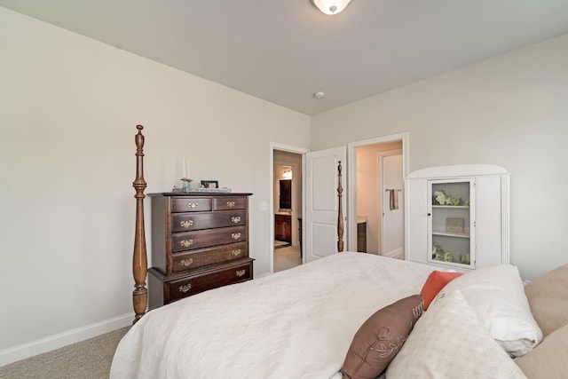 bedroom with light colored carpet