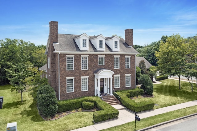 colonial house with a front lawn