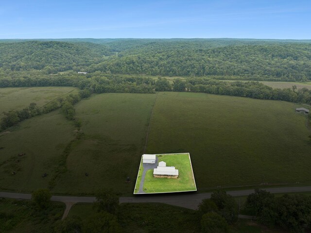 drone / aerial view with a rural view