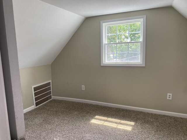 bonus room featuring carpet flooring and lofted ceiling