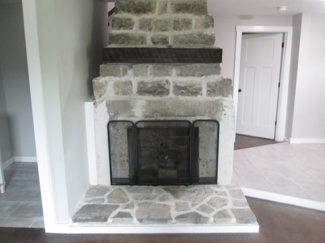 details featuring a fireplace