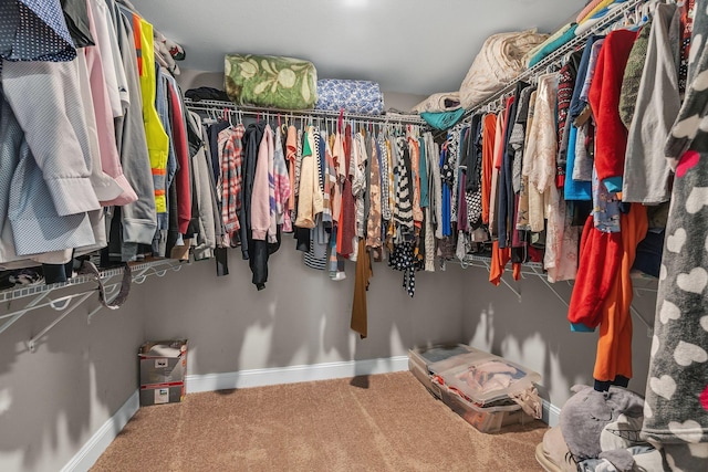 spacious closet with carpet flooring