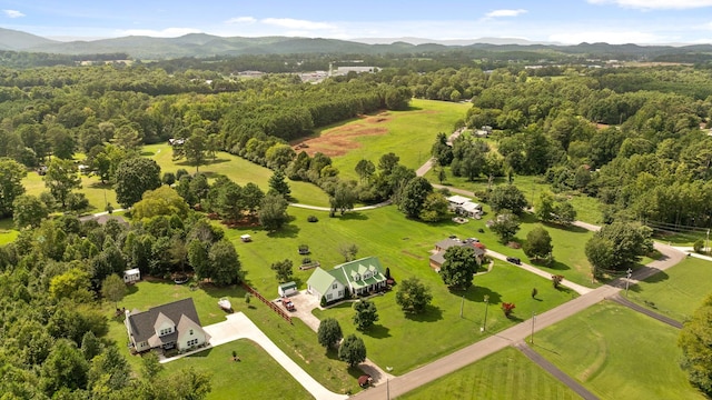 bird's eye view with a mountain view