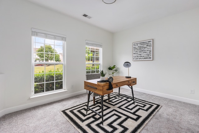 home office with carpet and plenty of natural light