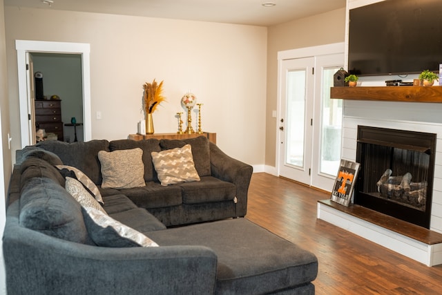 living room with wood-type flooring