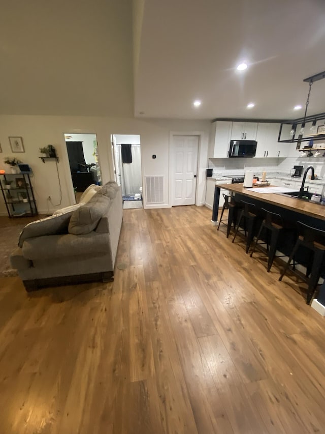 living room featuring light hardwood / wood-style floors