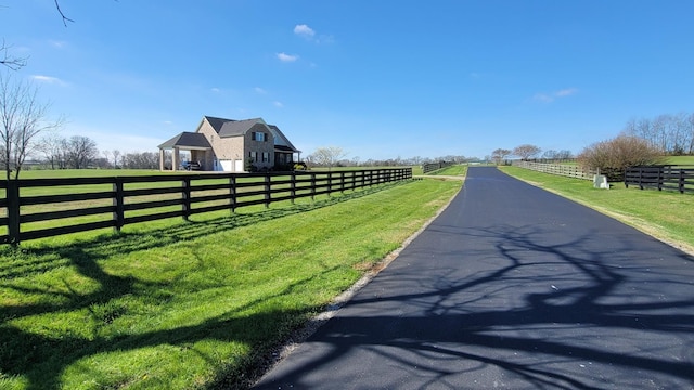 view of street with a rural view