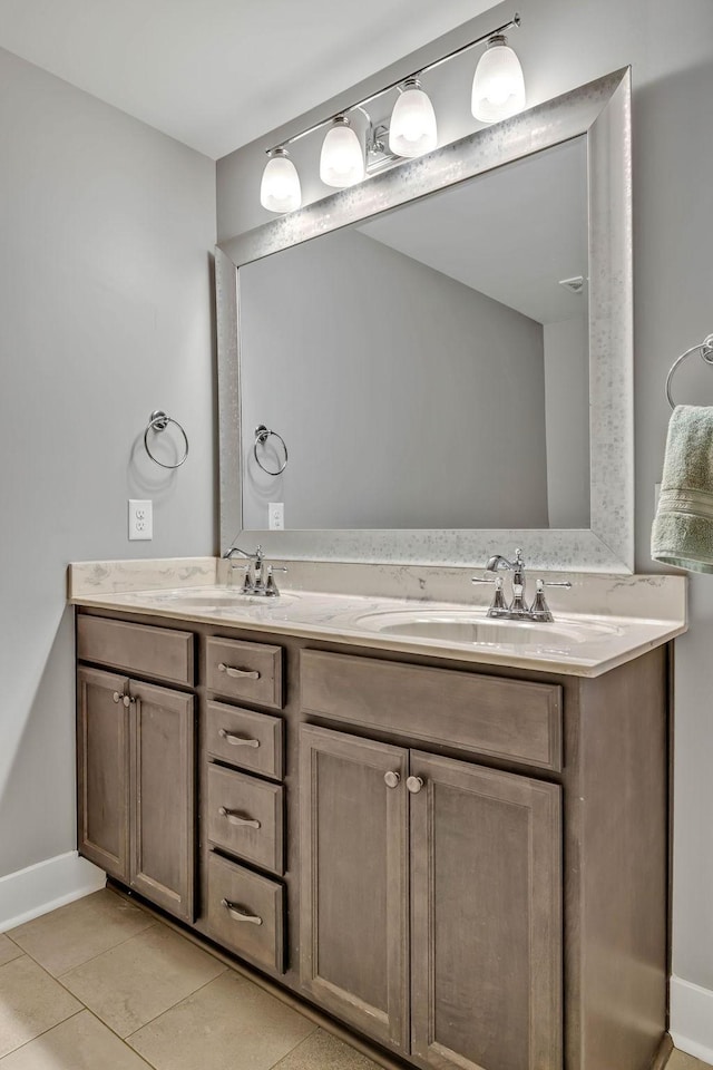 bathroom featuring tile patterned flooring and vanity