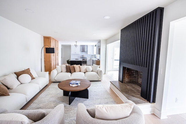 living room with light wood-style floors