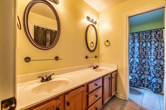 bathroom featuring vanity and tile patterned floors