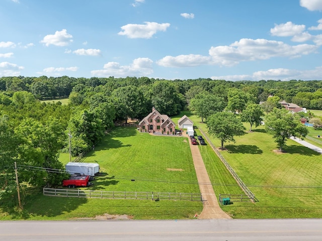 aerial view featuring a rural view