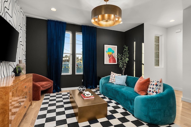 living room featuring light hardwood / wood-style flooring