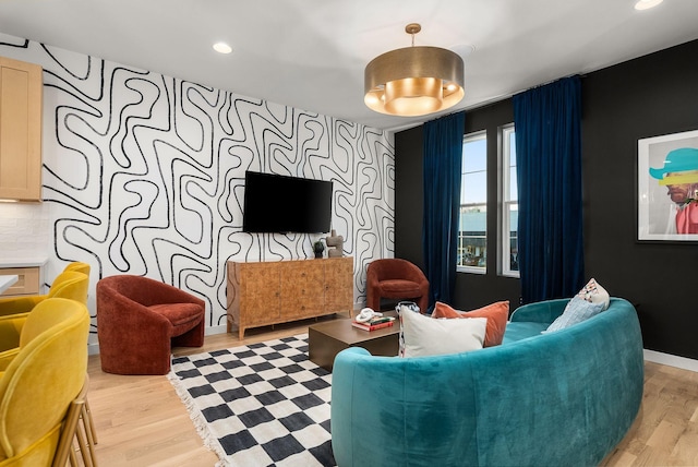 living room featuring light hardwood / wood-style floors