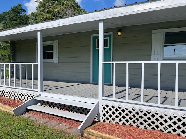 deck with covered porch