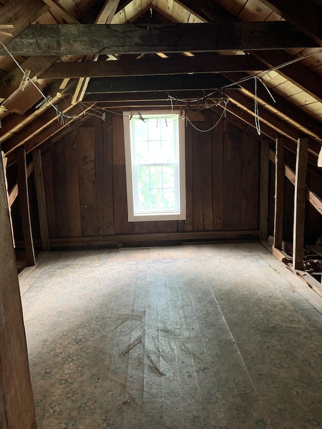 view of unfinished attic