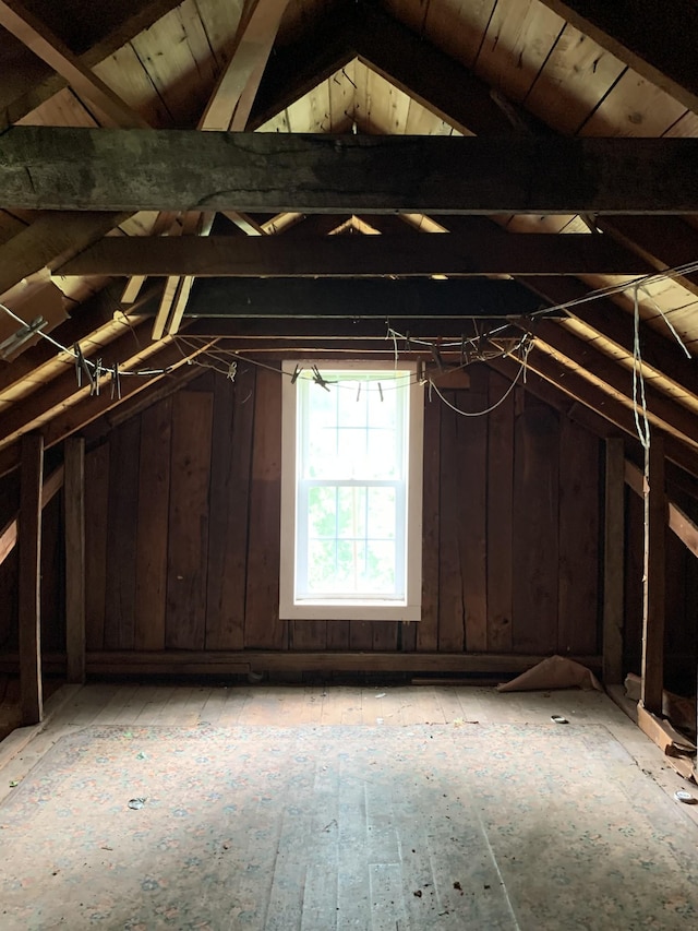 view of unfinished attic