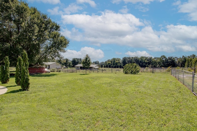 view of yard with a rural view