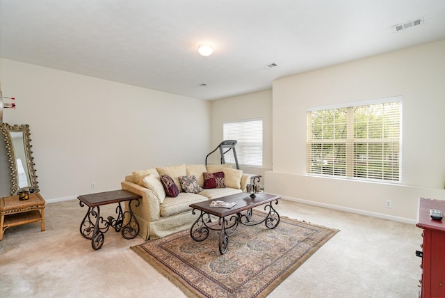 living room with carpet flooring