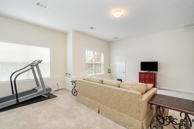 living room featuring carpet floors