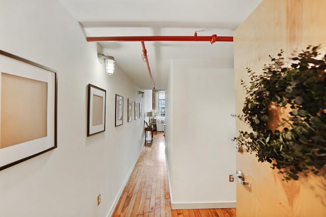 hall with light wood-type flooring