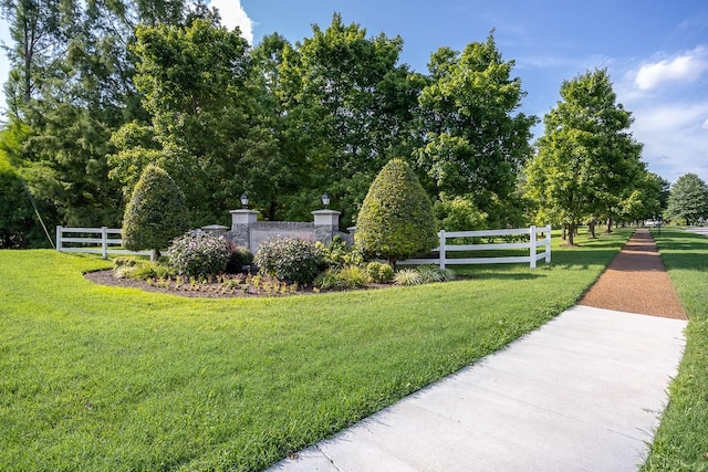 view of home's community with a lawn