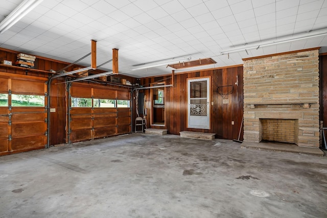 garage with wooden walls