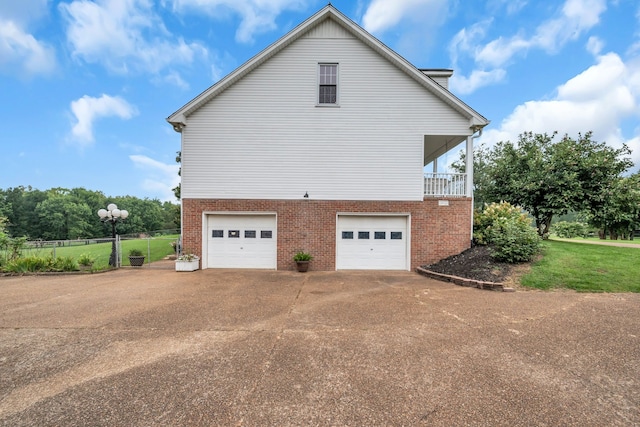 exterior space featuring a garage