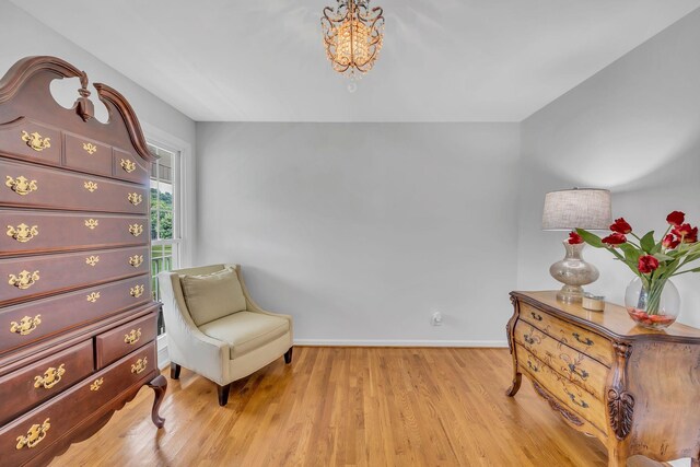 sitting room featuring light hardwood / wood-style floors