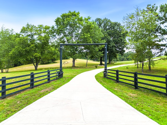 view of home's community with a lawn