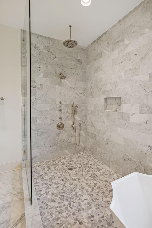 bathroom with plus walk in shower