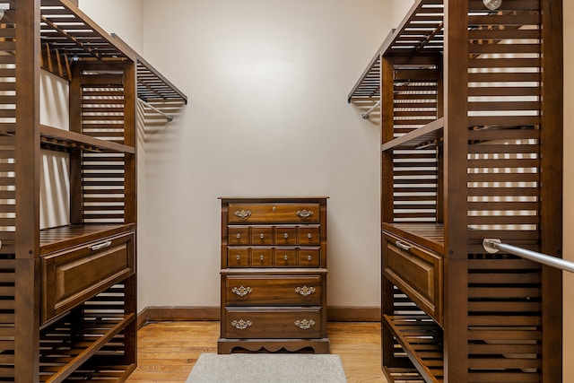 spacious closet with light wood-type flooring