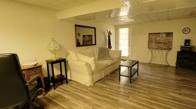 living area featuring wood finished floors