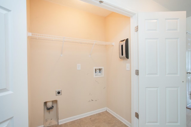 clothes washing area featuring hookup for an electric dryer, light tile patterned floors, and washer hookup