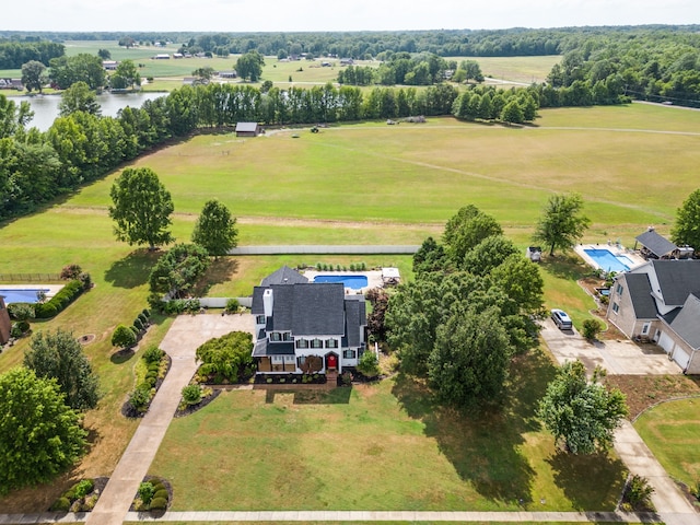 drone / aerial view with a rural view