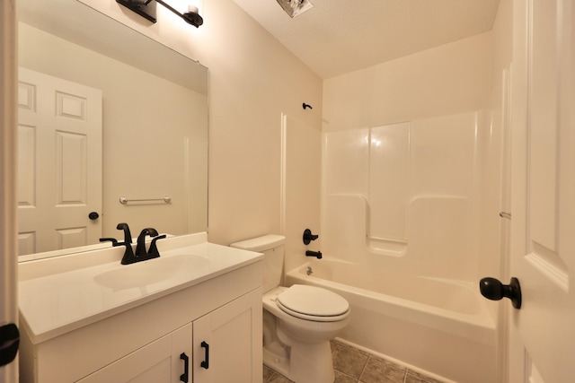 full bathroom with vanity, tile patterned floors, tub / shower combination, and toilet