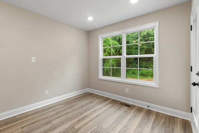 unfurnished room with light wood-type flooring and plenty of natural light