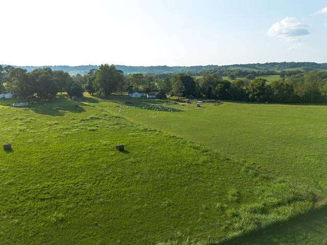 birds eye view of property with a rural view