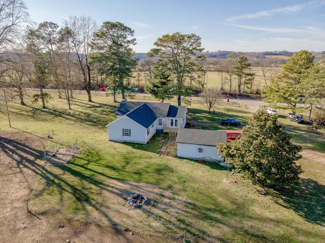 drone / aerial view featuring a rural view