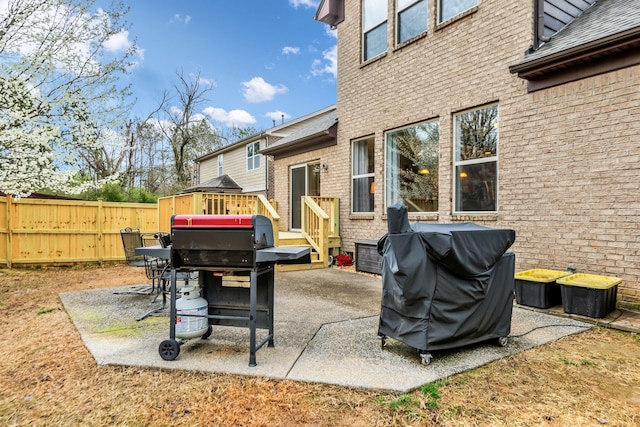 view of patio / terrace featuring a grill