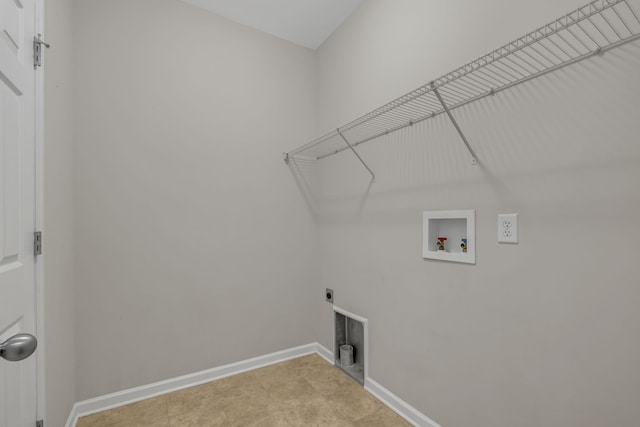 laundry room with electric dryer hookup and hookup for a washing machine