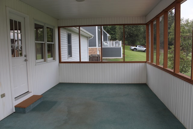 view of unfurnished sunroom