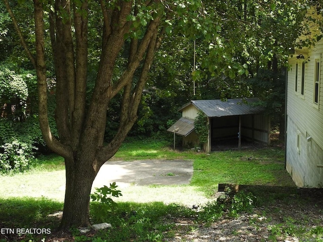 view of yard with an outbuilding