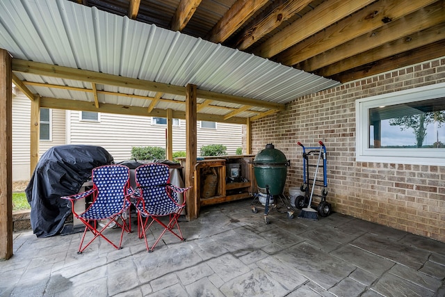 view of patio with a grill